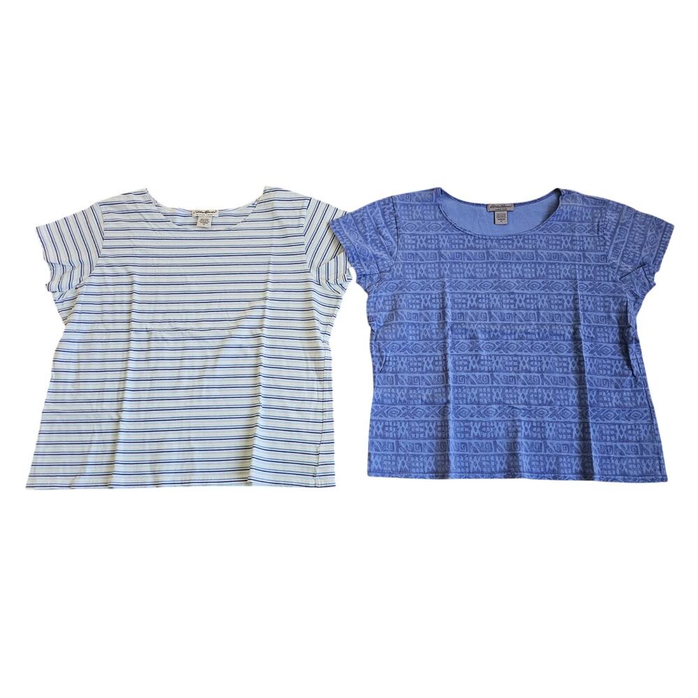 Lot of 2 Eddie Bauer Womens Shirt Top Size XL Short Sleeve